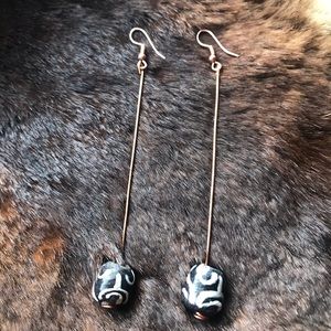 Handmade Black and White Glass Earrings